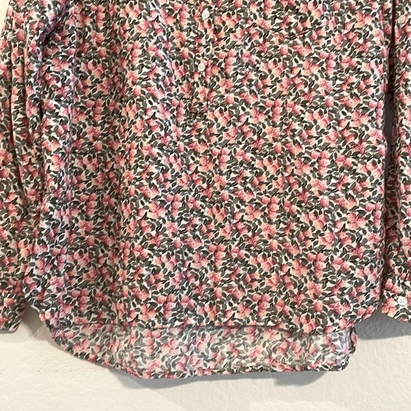 GAP Women’s Boyfriend Button Front Shirt Medium Pink Ditsy Floral 100% Cotton - Picture 4 of 14
